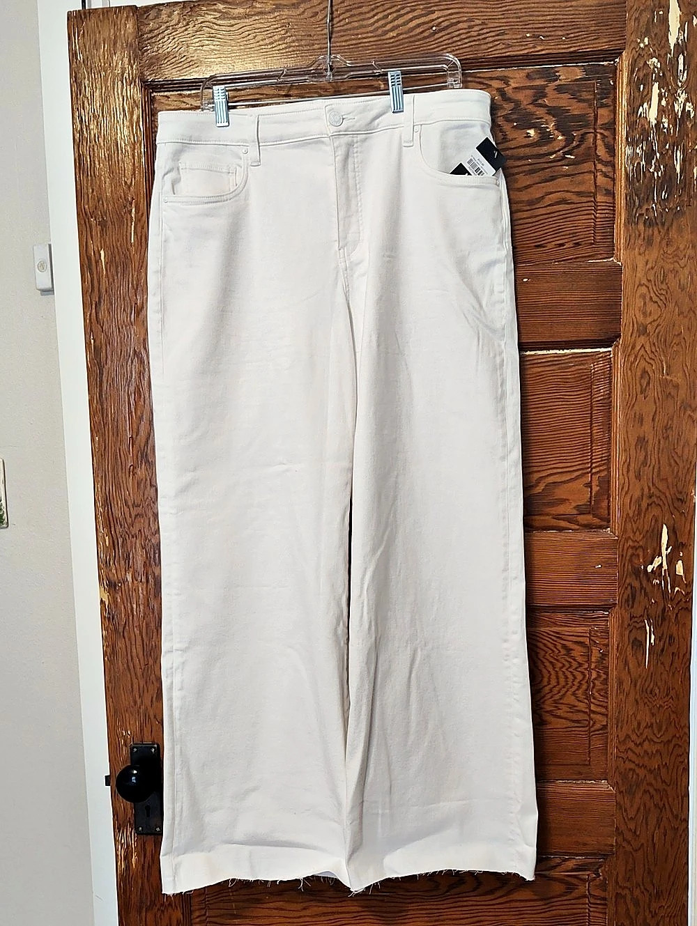 KUT from the Kloth Maya Fab Ab Wide Leg Wide Leg Jeans in White Waist 14 NWT